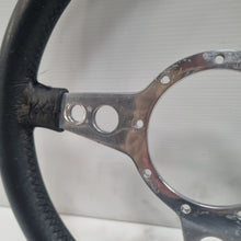 Load image into Gallery viewer, Moto-lita 13&quot; Black Leather MK III Steering wheel - Flat &amp; Polished Rim