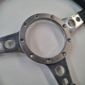 Moto-lita 13" Black Leather MK III Steering wheel - Flat &amp; Polished Rim