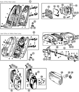 LENS, OMGEKEERD PLASTIC, MGB, MIDGET, SPRITE