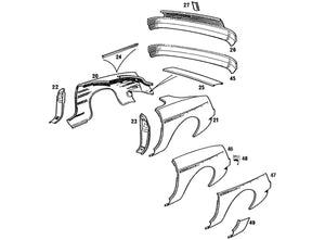 CORNER SECTION, REAR WING, BELOW LAMP