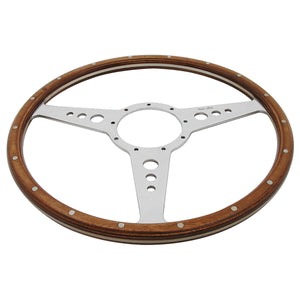 MK3 14" FLAT STEERING WHEEL, WOODEN RIM, MOTO-LITA