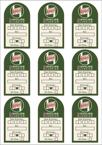 9PC CASTROL OIL CHANCE & MAINTENANCE STICKERS