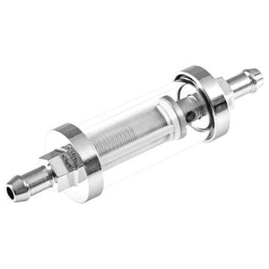 FUEL FILTER, CHROME & GLASS, 5/16" (8mm)