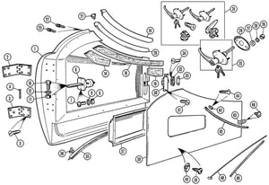 DEURSCHARNIER, ONDER, RH, TR3A-TR4-TR4A