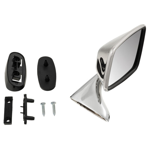 RIGHT DOOR MIRROR, FLAT, STAINLESS STEEL, AFTERMARKET