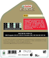 Load image into Gallery viewer, CASTROL EDGE LL 5W30 5L