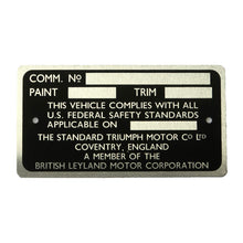 Load image into Gallery viewer, COMMISSION NUMBER PLATE TR6 &amp; TR250