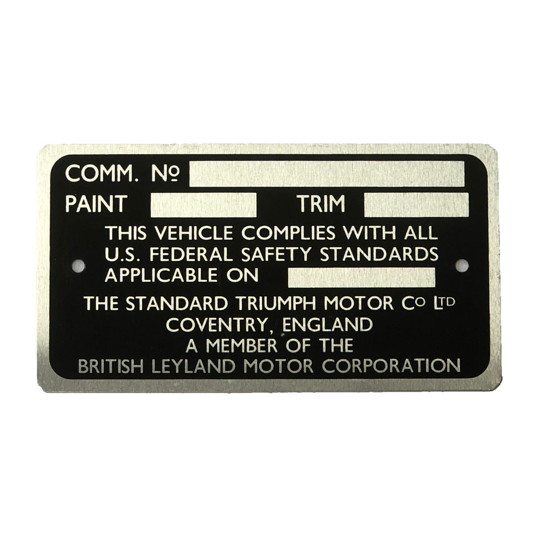 COMMISSION NUMBER PLATE TR6 & TR250
