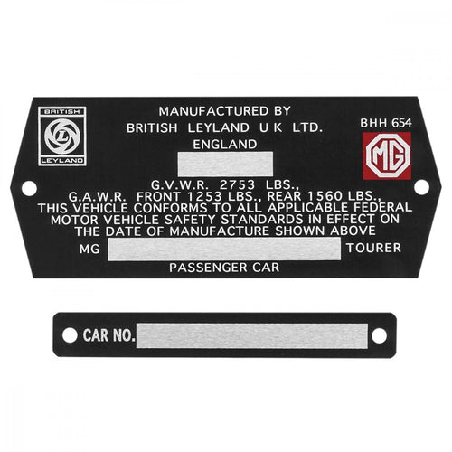 CHASSIS NUMBER PLATE PAIR US SPEC
