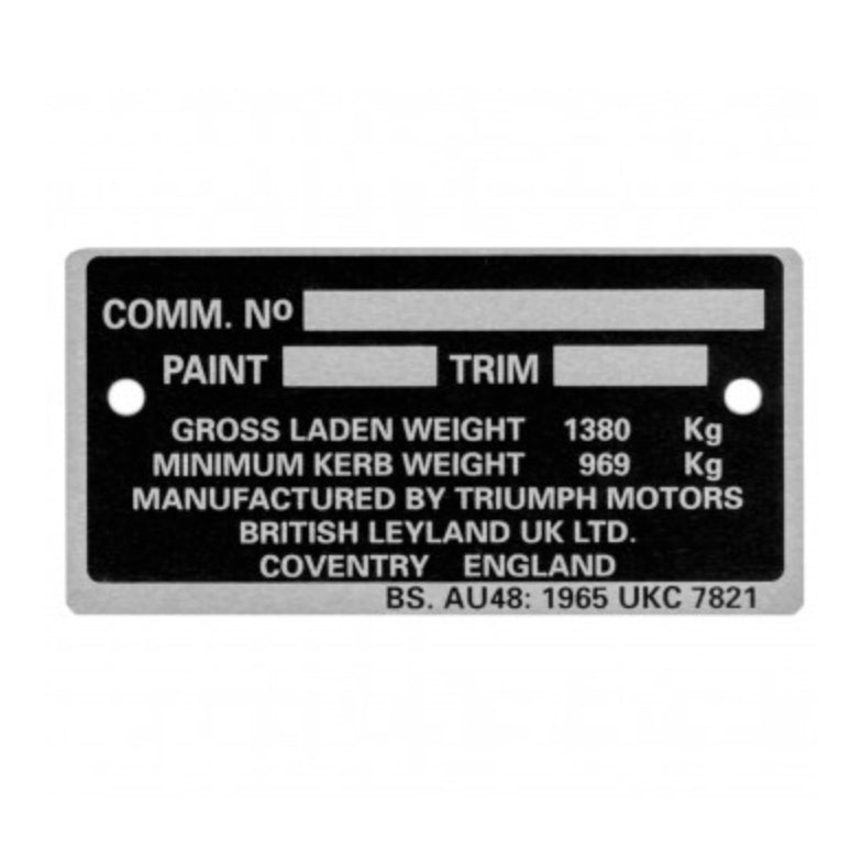 COMMISION NUMBER PLATE TR6